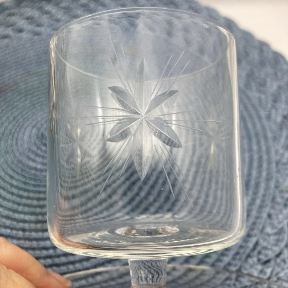 Crown Shaped Candle Holder Silver Toned Metal With Crystal Beads Etched Glass - Picture 5 of 6